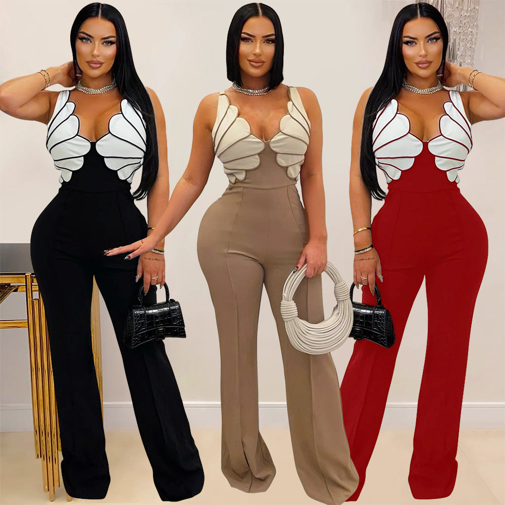 Eleganter ärmelloser Jumpsuit mit V-Ausschnitt