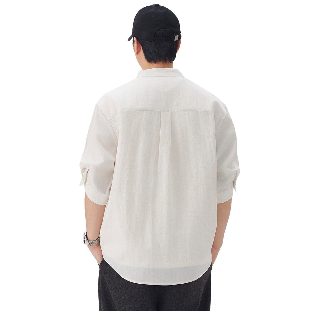 Herren Cardigan Hemd mit Stehkragen – Ansicht 5