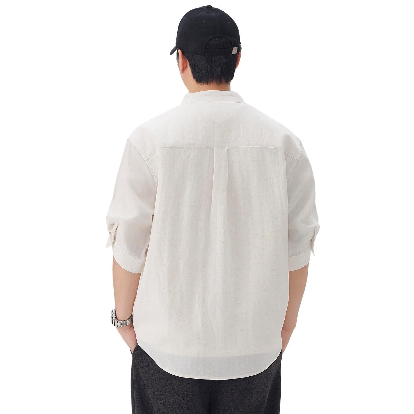 Herren Cardigan Hemd mit Stehkragen – Ansicht 5