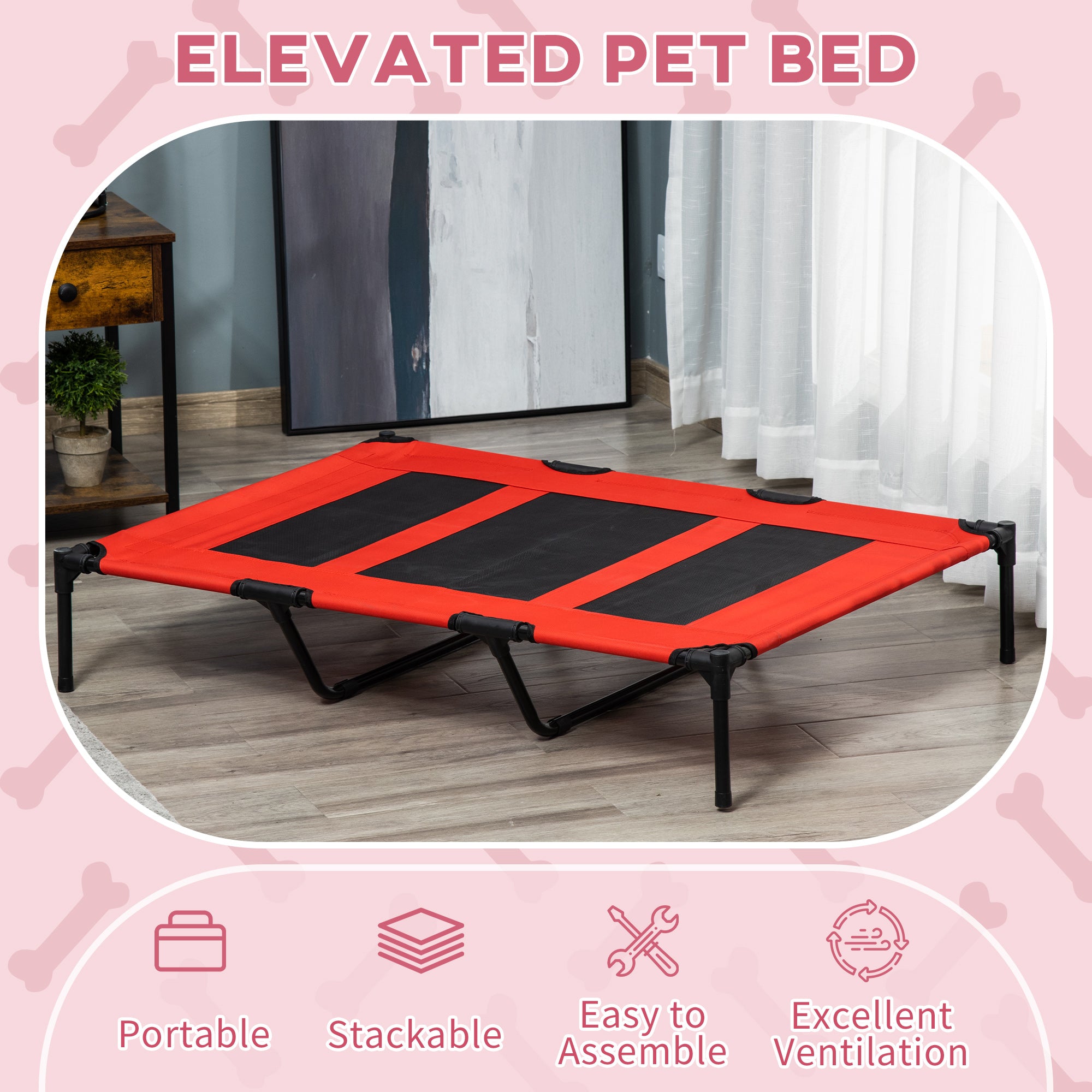 XL Erhöhtes Hundebett, Rot