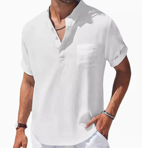 Lässiges T-Shirt mit Reverskragen und 3/4-Ärmeln – Bild 8 | LuxeStyle
