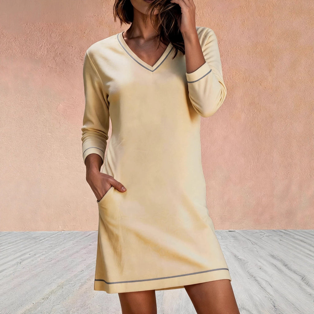 V-Ausschnitt 3/4-Arm Minikleid