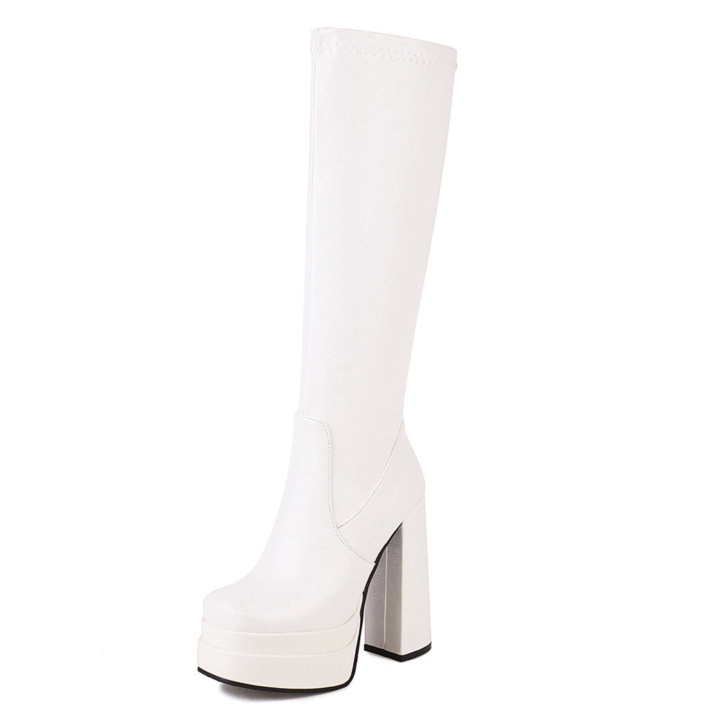 Chunky-Heel High-Top Boots mit dicker Sohle