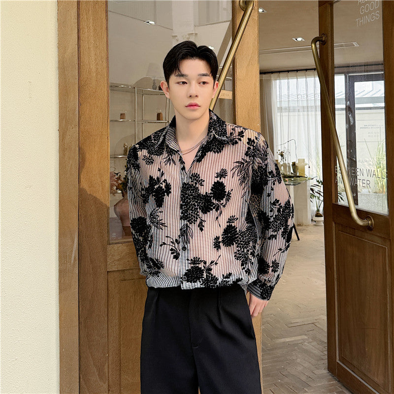 Jacquard Langarmhemd mit Lochmuster – Bild 3 | LuxeStyle