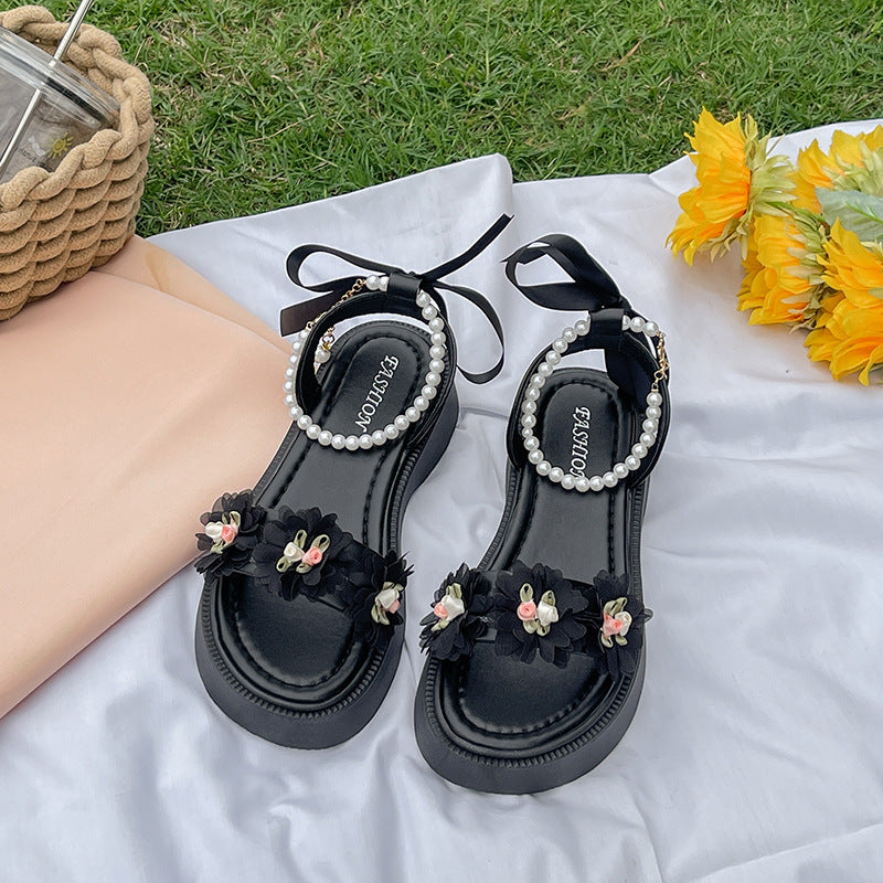 Sandalen mit Perlen-Schleife & Chunky-Absatz – Bild 2 | LuxeStyle