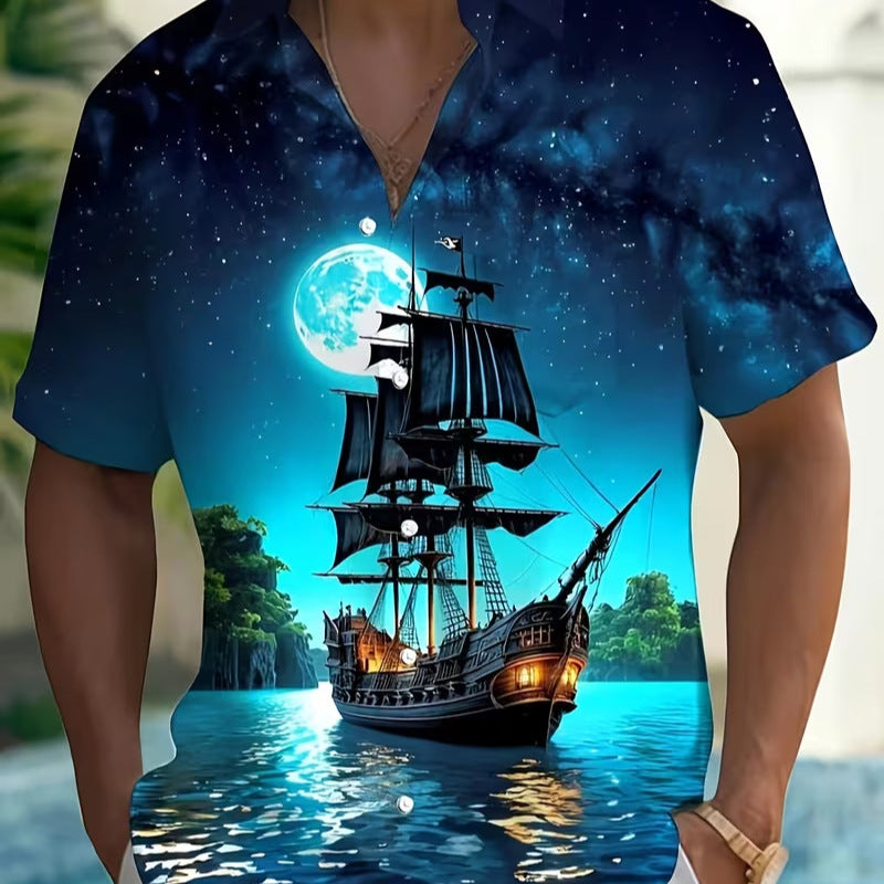 Herren Hemd mit Blumenprint und Kurzarm