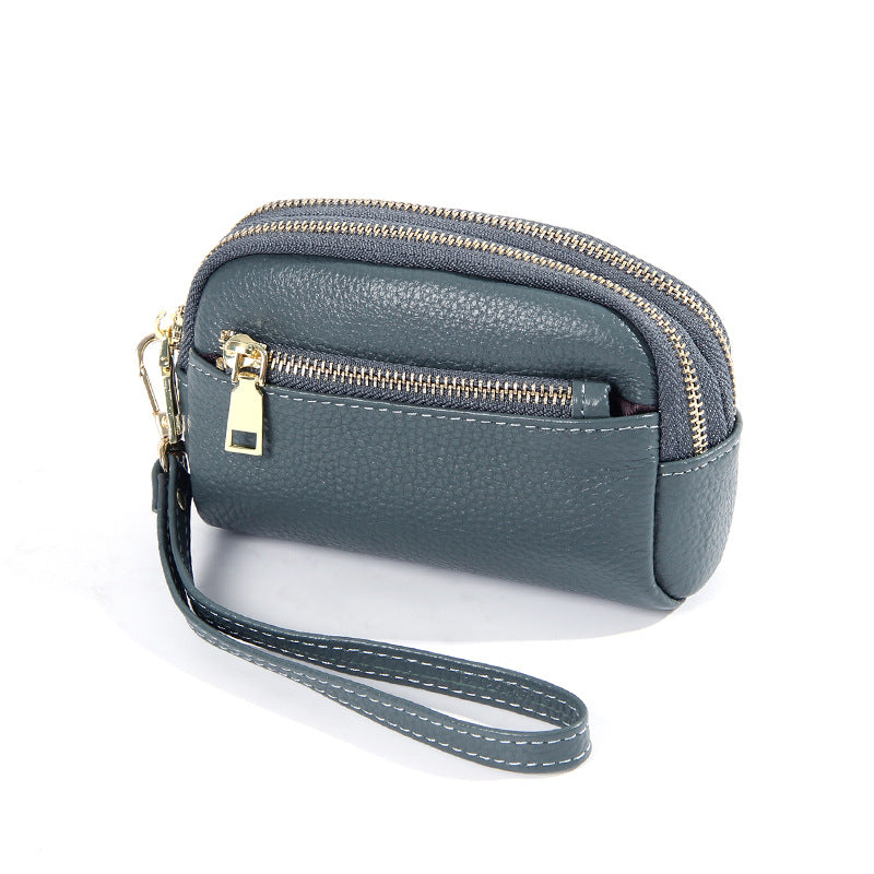 Minimalistische Leder-Münztasche mit drei Reissverschlüssen – Bild 11 | LuxeStyle