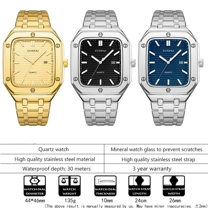 Stilvolle Herren-Quadrat-Uhr aus Edelstahl – Bild 7 | LuxeStyle