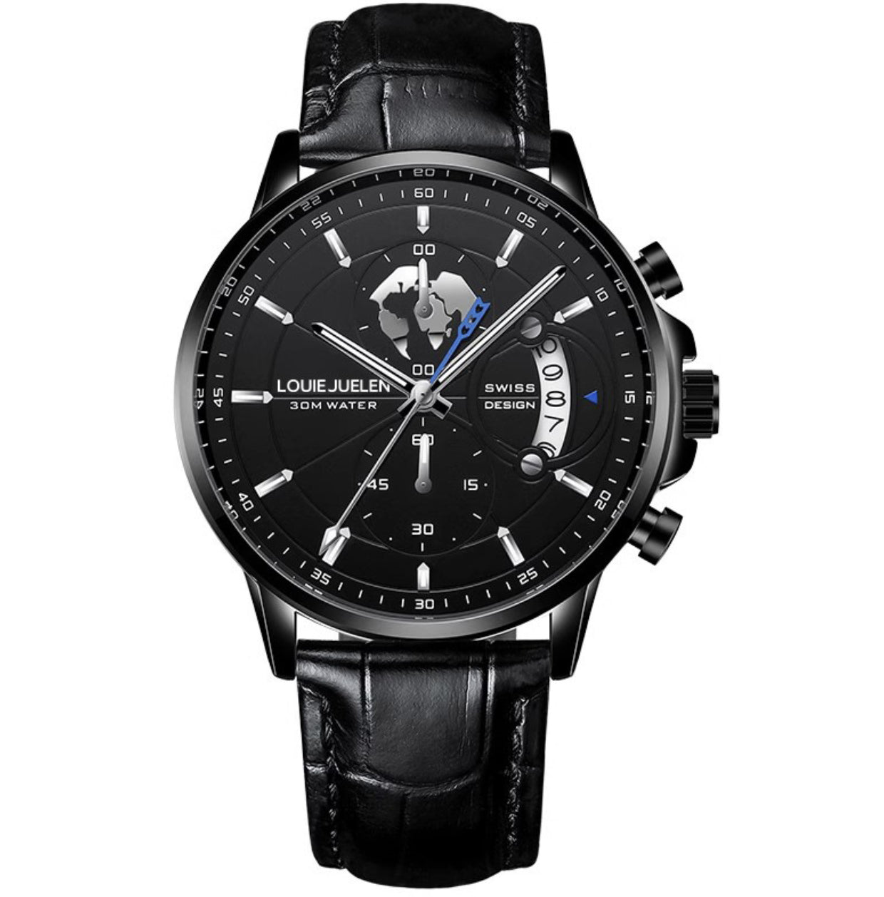 Business Herrenuhr mit Leuchtzeigern und Lederarmband