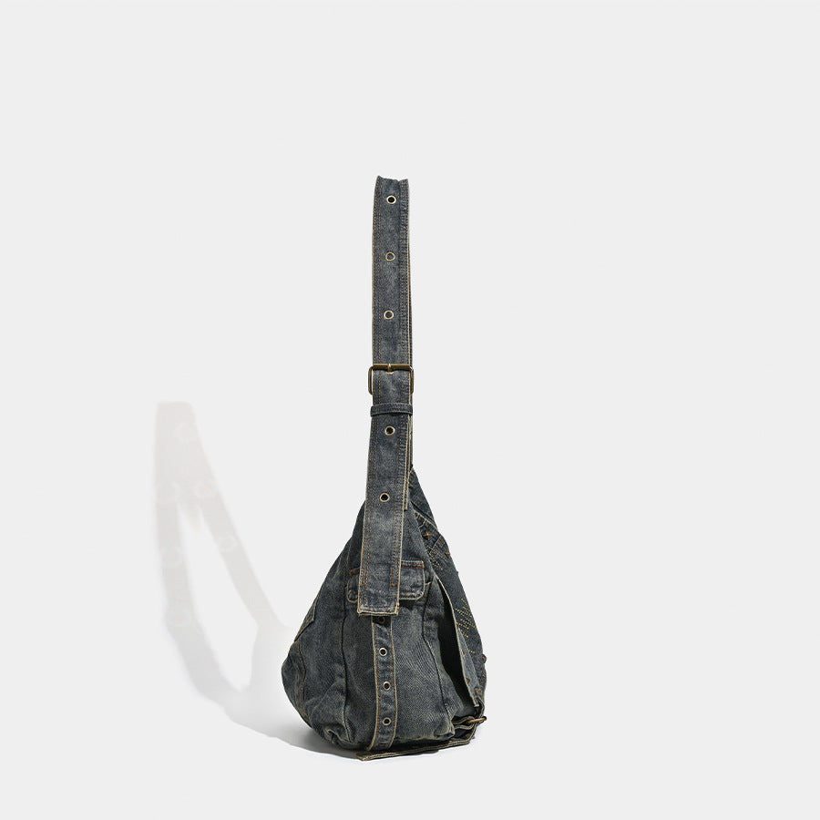 Waschbare Denim-Tote in Marineblau – Bild 3 | LuxeStyle