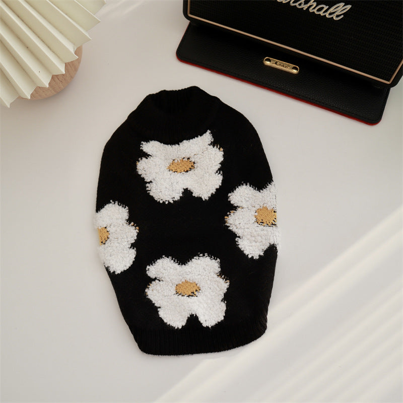 Warmer Haustierpullover mit Blumenmuster – Bild 2 | LuxeStyle