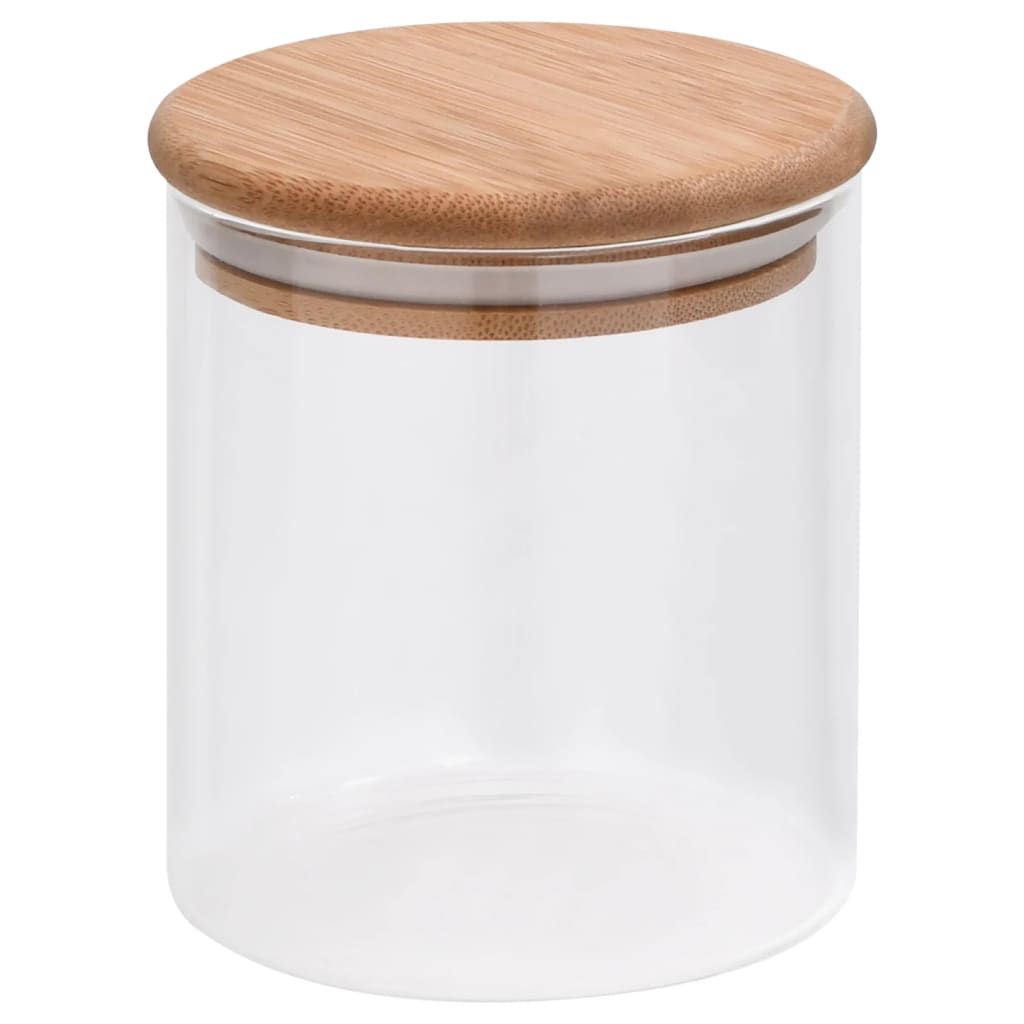 Vorratsgläser mit Bambusdeckel, 6 Stück, 600 ml