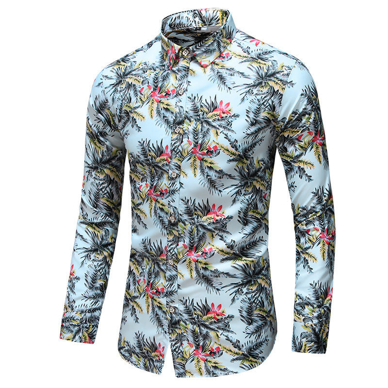 Herrenhemd mit Blumenmuster, Langarm
