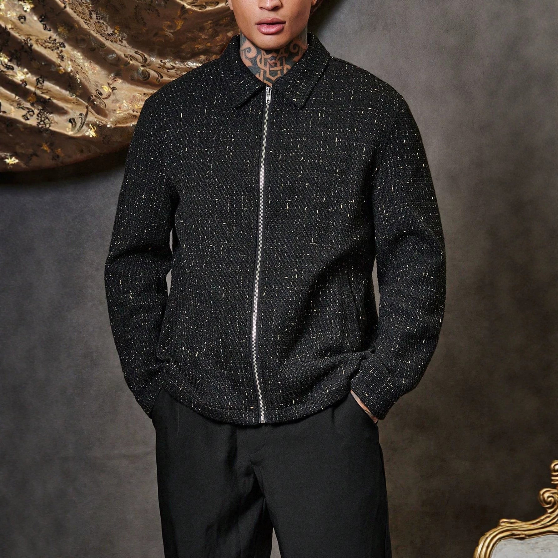 Herren Lapel-Reissverschluss Jacke
