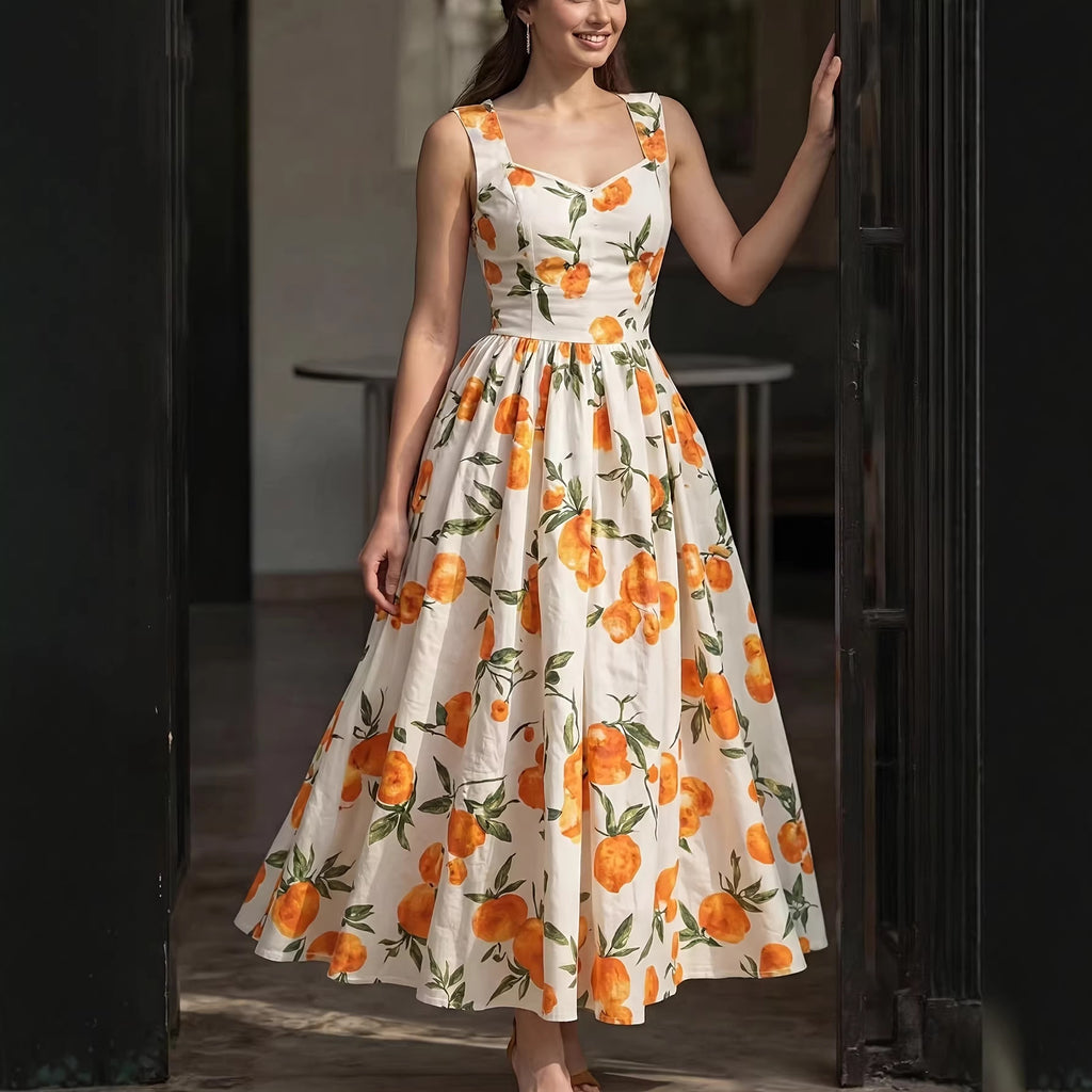 Ärmelloses Maxikleid mit Fruchtmuster – Bild 4 | LuxeStyle