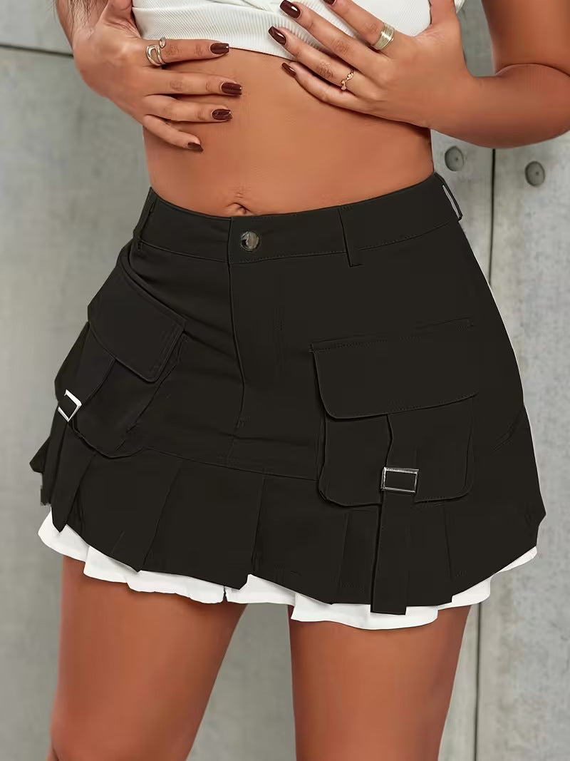 Retro Utility-Kleid mit Rüschen