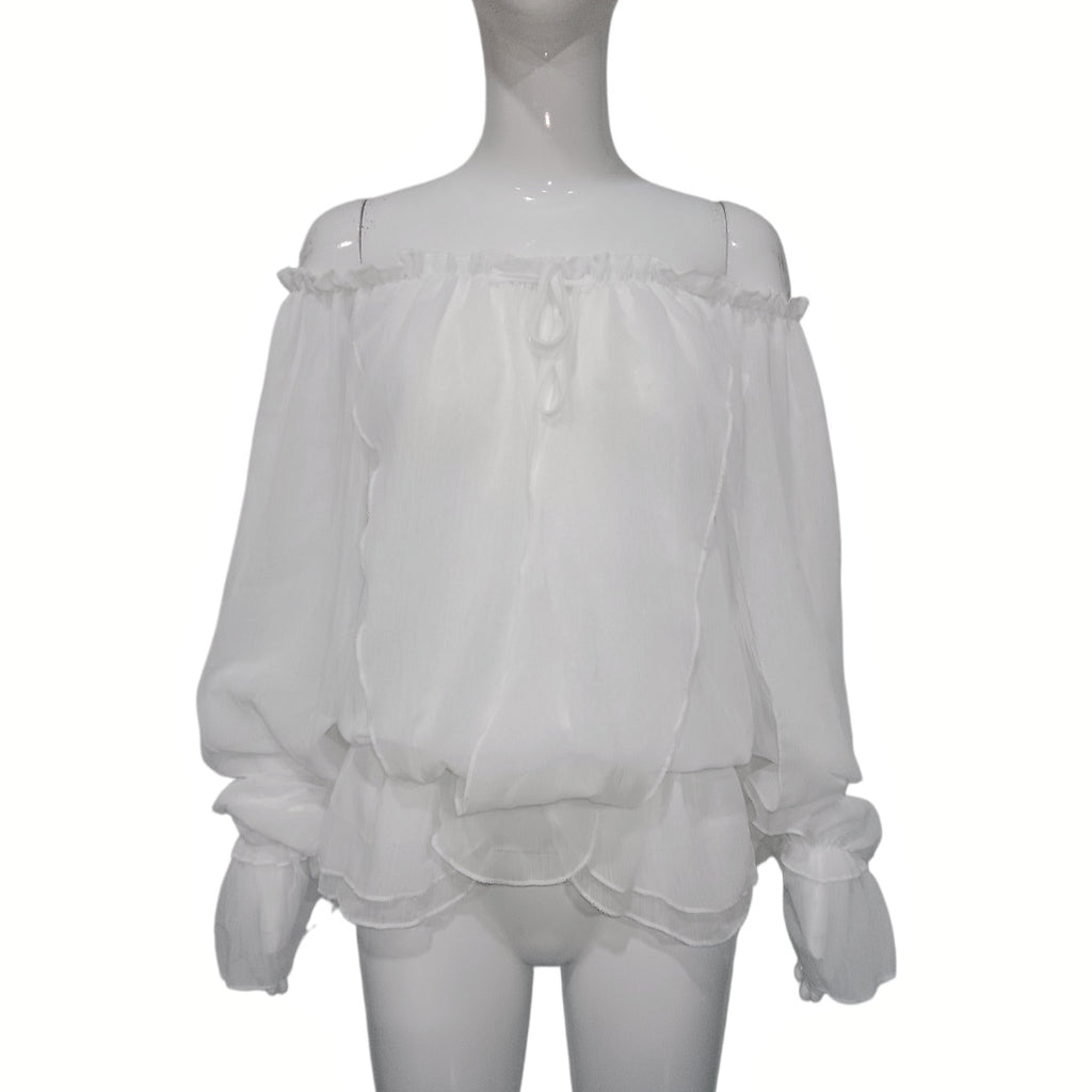 Elegante Chiffon-Bluse mit One-Shoulder-Design