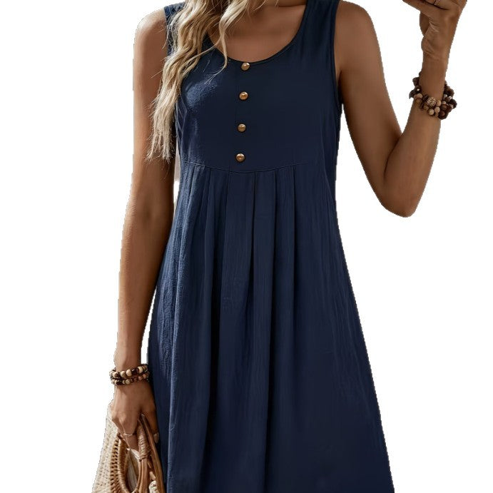 Ärmelloses A-Linien Midikleid mit Rundhals – Bild 4 | LuxeStyle