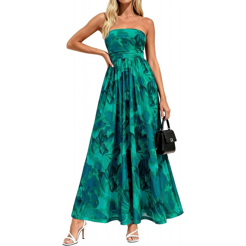 Vintage Bandeau Maxikleid mit Blumenmuster – Bild 4 | LuxeStyle