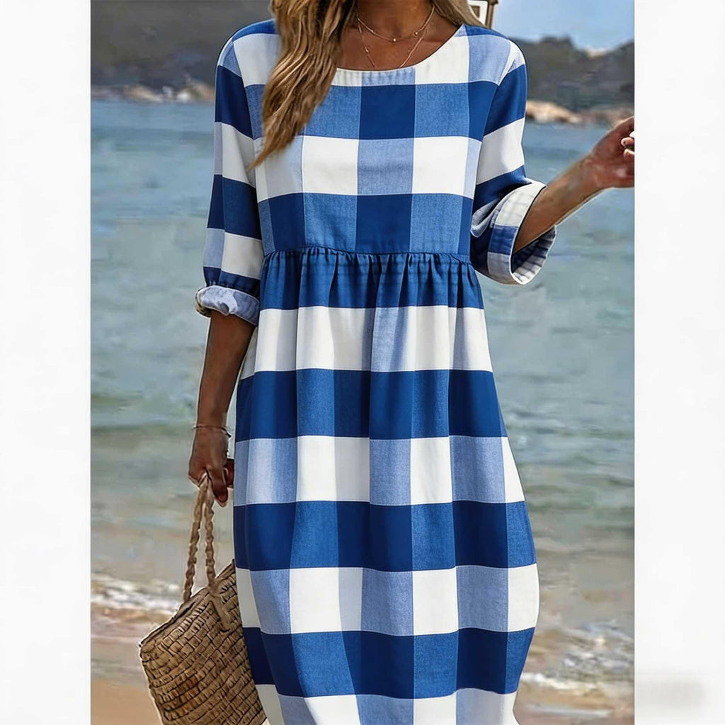 Damen Casual Baumwoll-Leinen Kleid