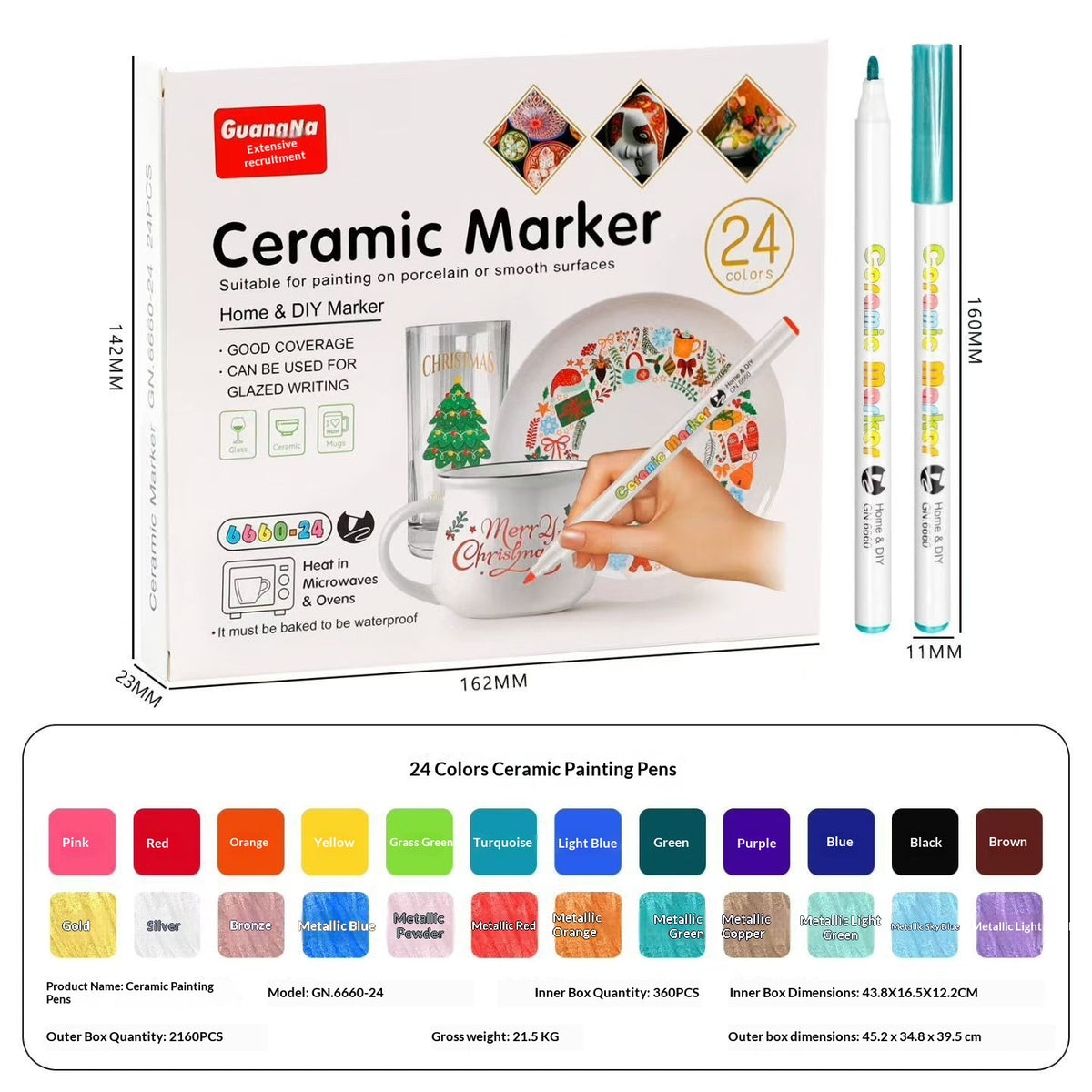 24-Farben-Marker-Set für Keramik & Glas – Bild 5 | LuxeStyle