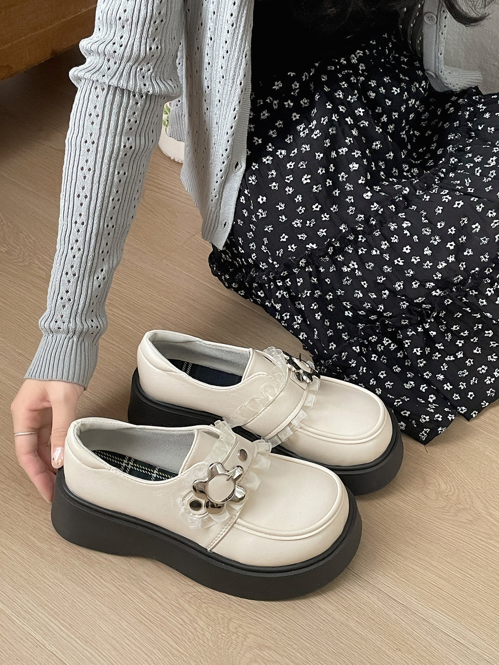 Retro Plateau-Halbschuhe im britischen Stil