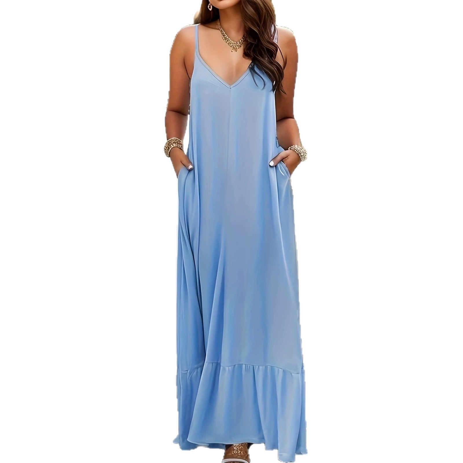 Elegantes Trägerkleid in Einfarbig