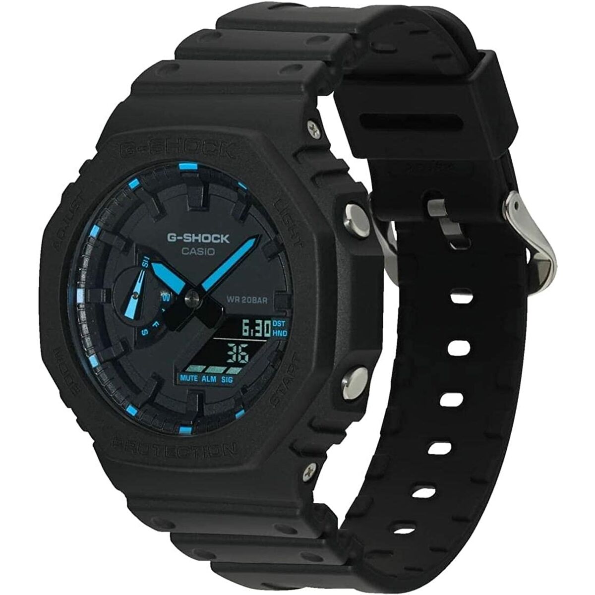 Herrenuhr Casio G-Shock OAK - NEON BLUE INDEX Schwarz (Ø 45 mm)