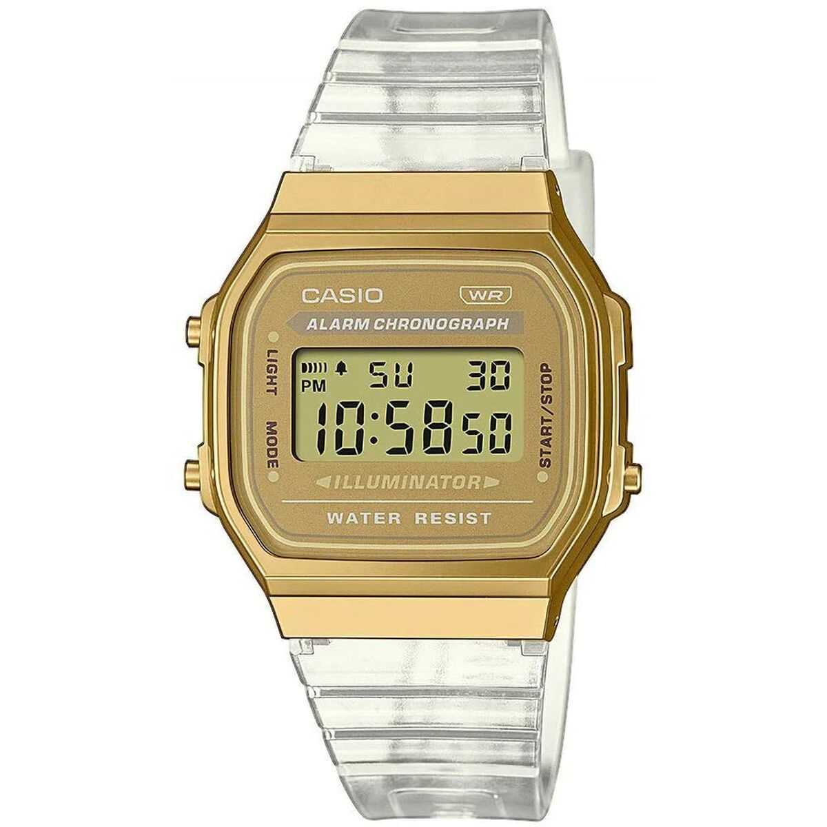 Unisex-Uhr Casio VINTAGE COLLECTION - TRANSPARENT BAND - GOLD (Ø 36 mm