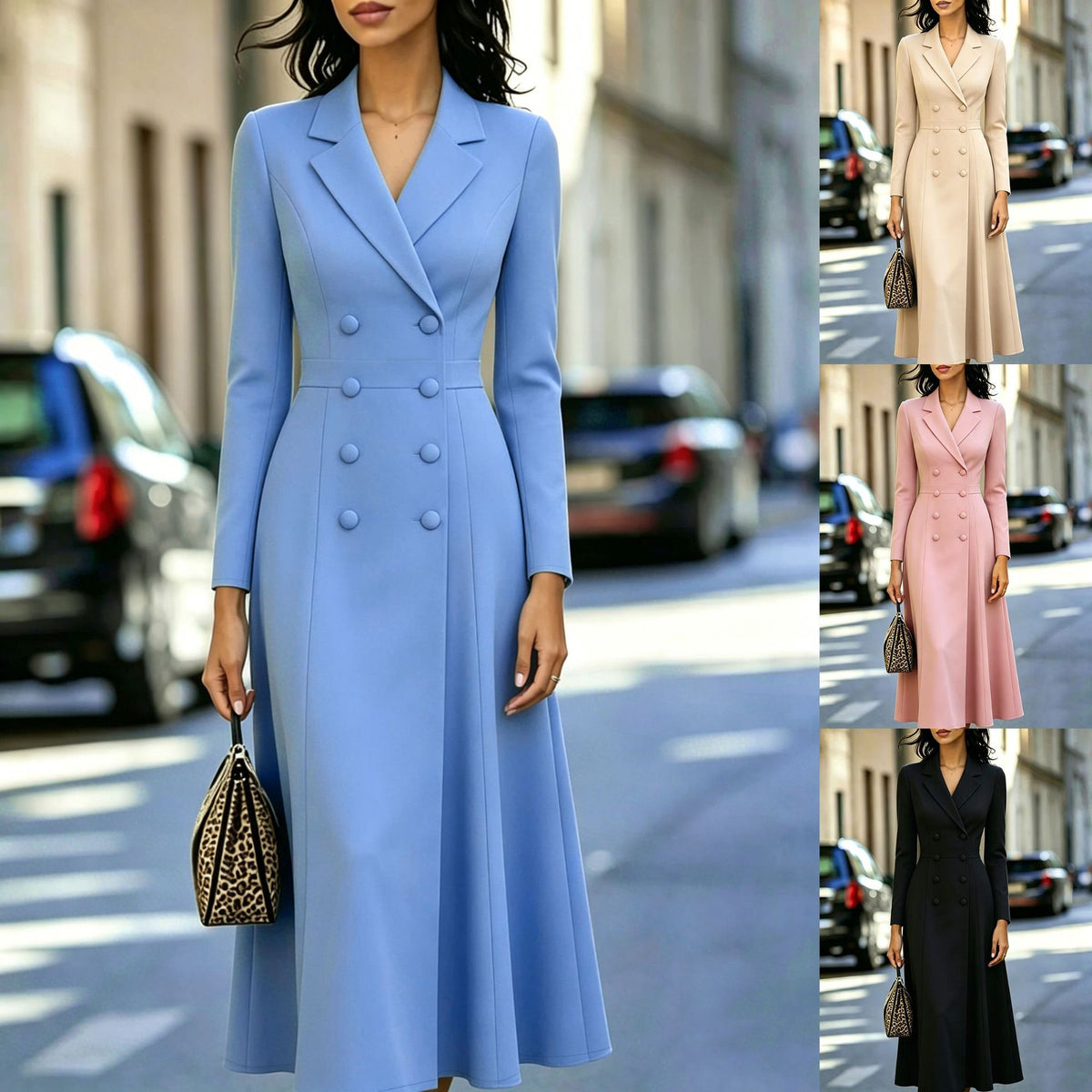 Elegantes, tailliertes Doppelreiher-Kleid – Bild 1 | LuxeStyle