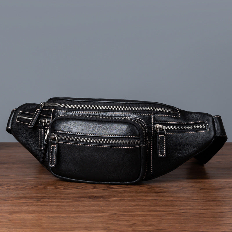 Retro-Brusttasche aus Rindsleder – Ansicht 4
