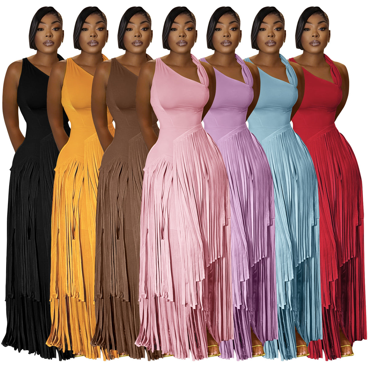Ärmelloses Kleid mit Quasten – Bild 8 | LuxeStyle