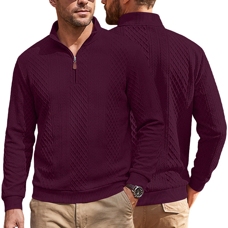 Jacquard-Pullover mit Reissverschluss und Revers – Bild 7 | LuxeStyle