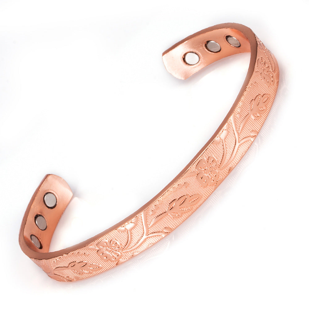 Florales Magnetarmband aus Rotkupfer