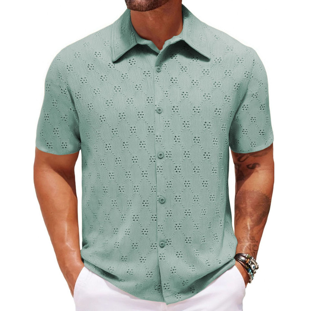 Hollow Jacquard Sommer-Casual Kurzarmshirt | LuxeStyle