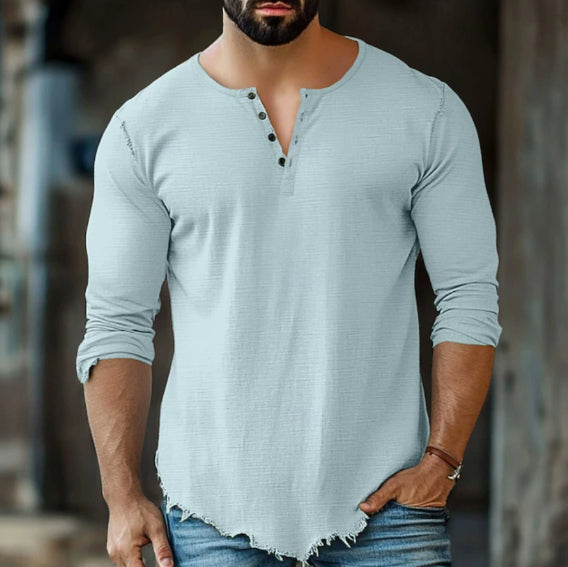 Herren Langarmshirt mit vier Knöpfen – Bild 6 | LuxeStyle