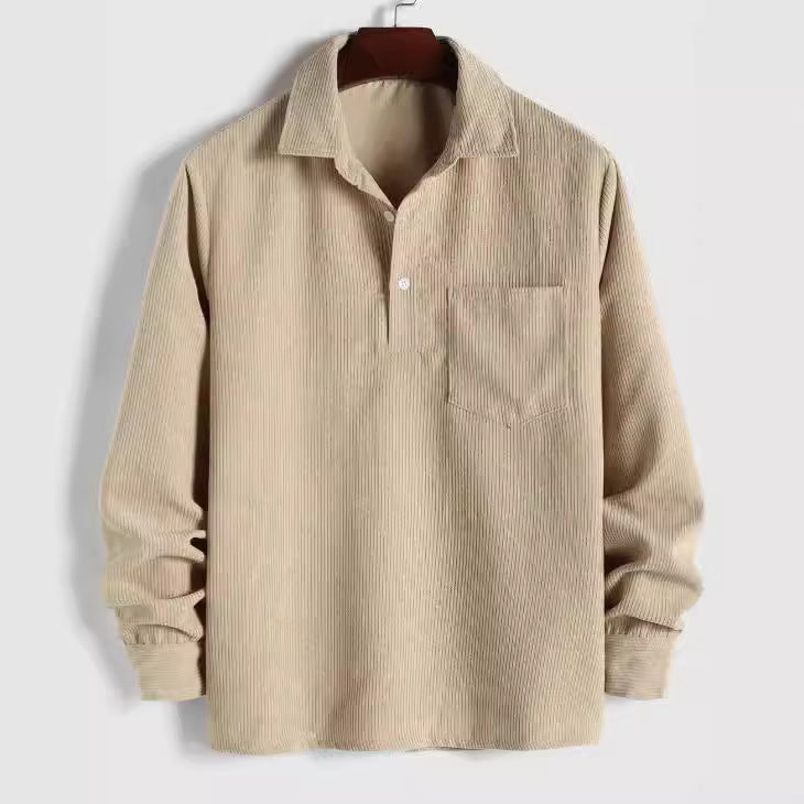 Männerlangarmshirt Cord Aprikose – Bild 8 | LuxeStyle
