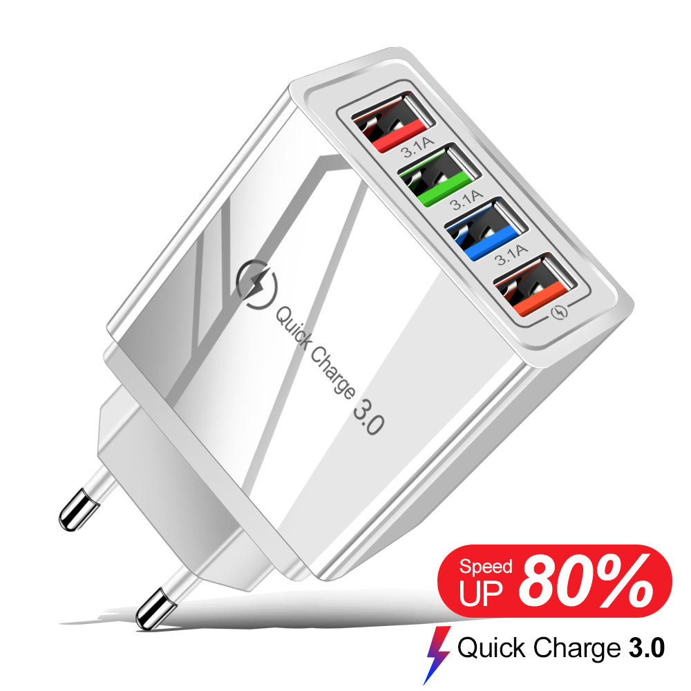 USB-Ladegerät mit 4 Ports und Quick Charge 3.0