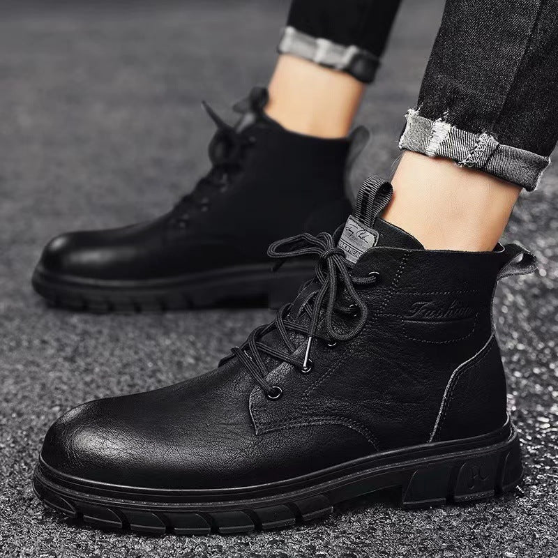 Schwarze Leder High-Top Martin Boots