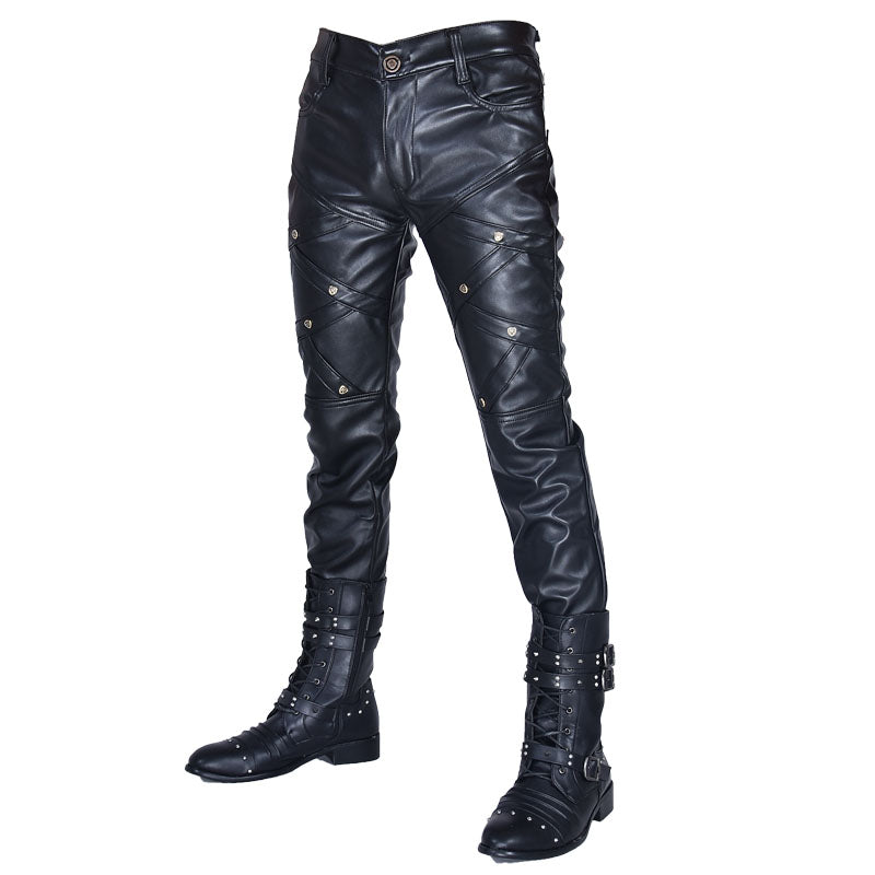Herren Kunstlederhose mit Reissverschluss
