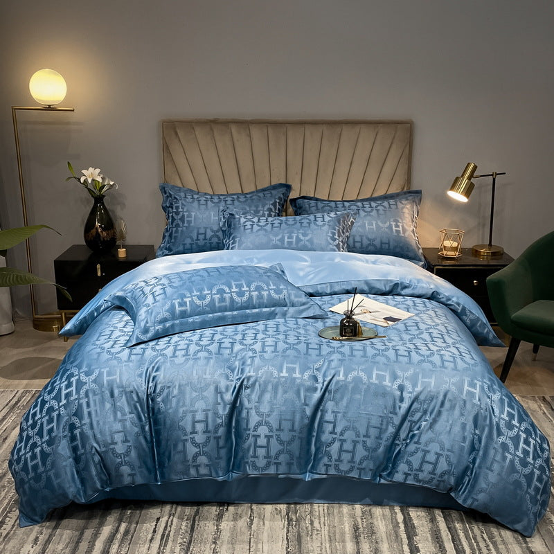 Seidenbettwäsche-Set mit geometrischem Muster