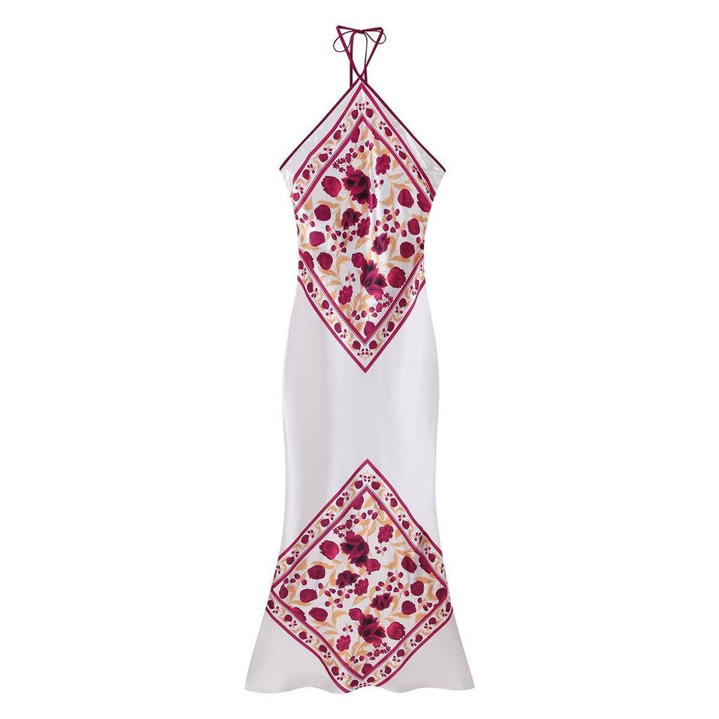 Eleganter figurbetonender Blumenprint-Oberteil mit durchsichtigem Rück