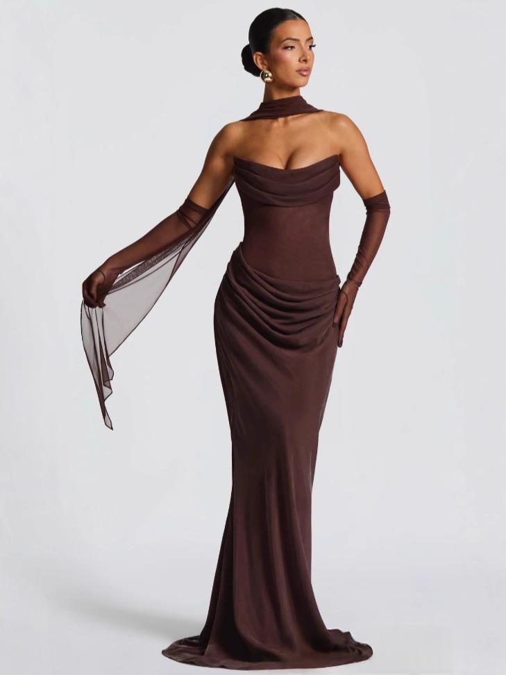 Trägerloses Maxi-Kleid mit Mesh | LuxeStyle
