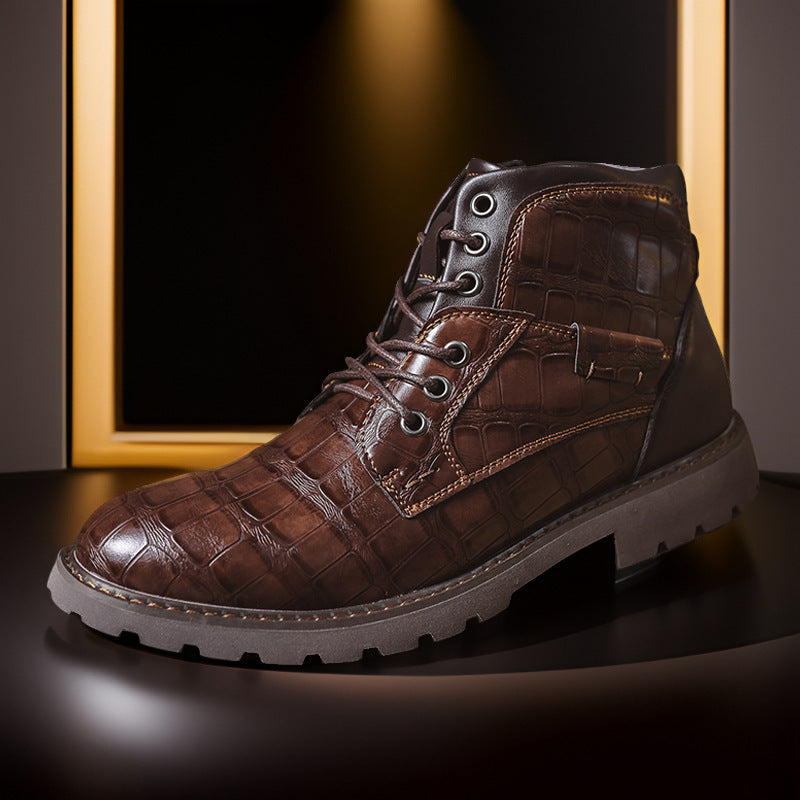 Retro Casual Outdoor Lederstiefel mit Reissverschluss