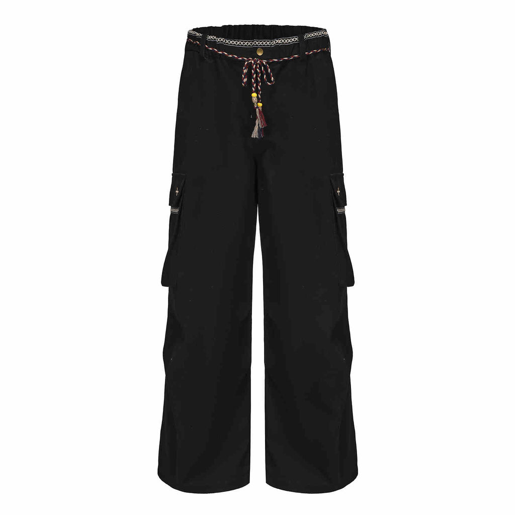 Schlauchbund-Hose mit weitem Bein