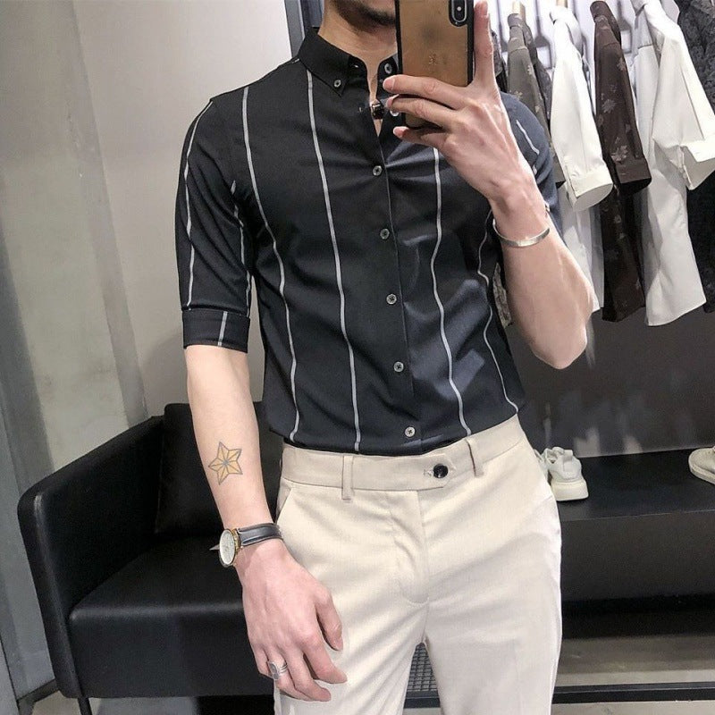 Gestreiftes Slim-Fit Kurzarmhemd – Bild 3 | LuxeStyle