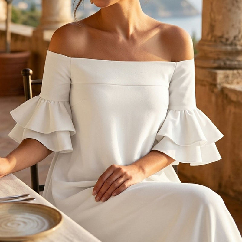 Maxi Kleid abnehmend mit Schleifen-Detail