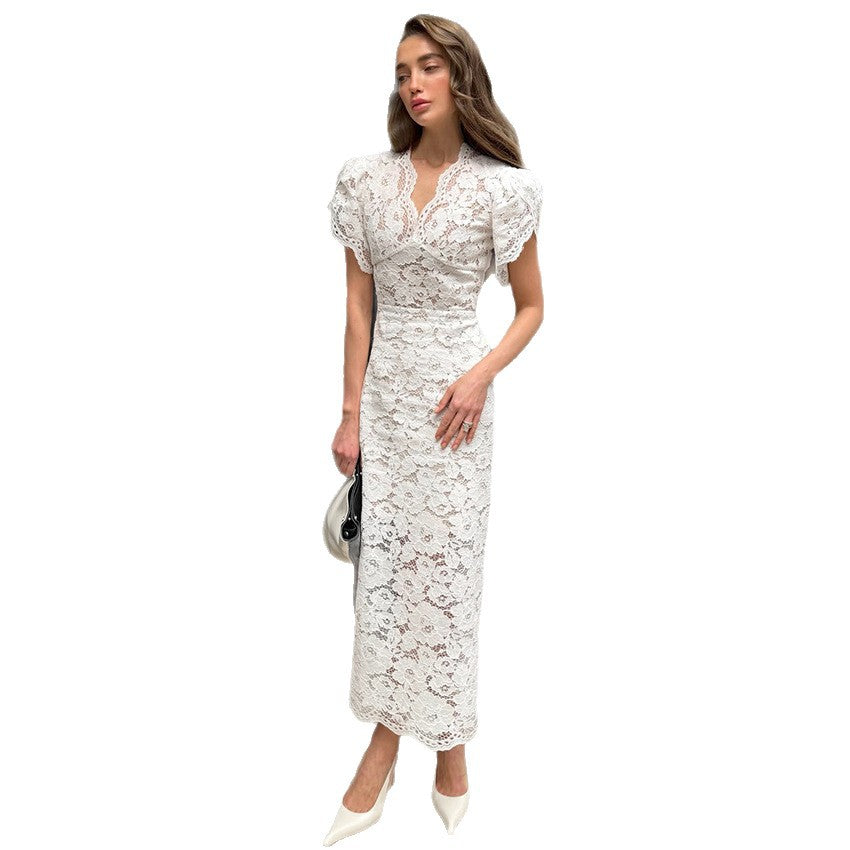 Elegantes V-Neck Spitzenkleid für Frühling/Sommer – Bild 7 | LuxeStyle