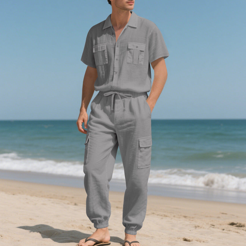 Kurzarmhemd & Leinenhose Set | LuxeStyle