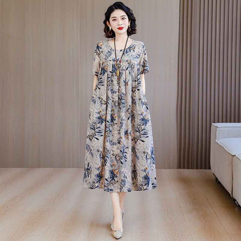 Elegantes Baumwollseidenkleid mit Taschen
